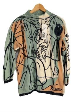 RARE VINTAGE PABLO PICASSO 1926 • THE PAINTER AND HIS MODEL • KNIT SWEATER Small
